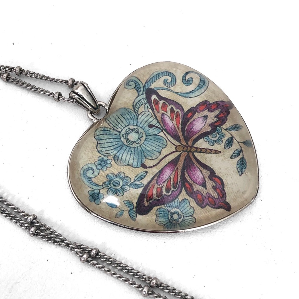 Brighton Illustrated Butterfly Heart Pendant Necklace